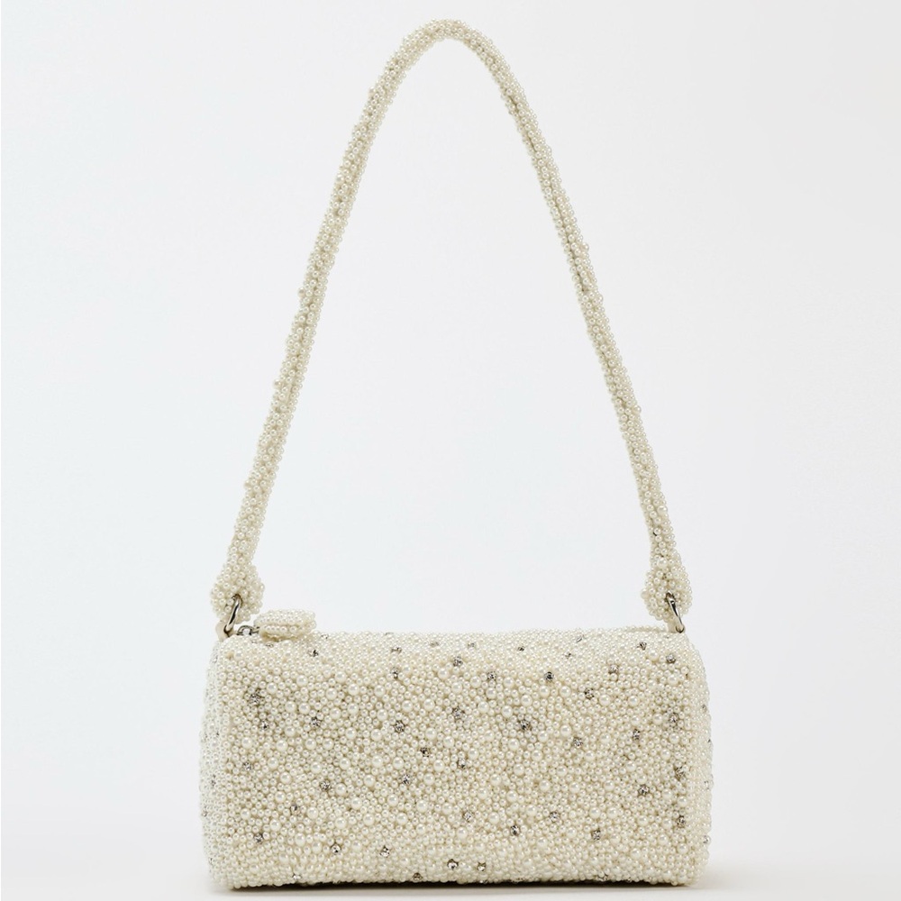 Zara Ivory Pearl Beaded Bag